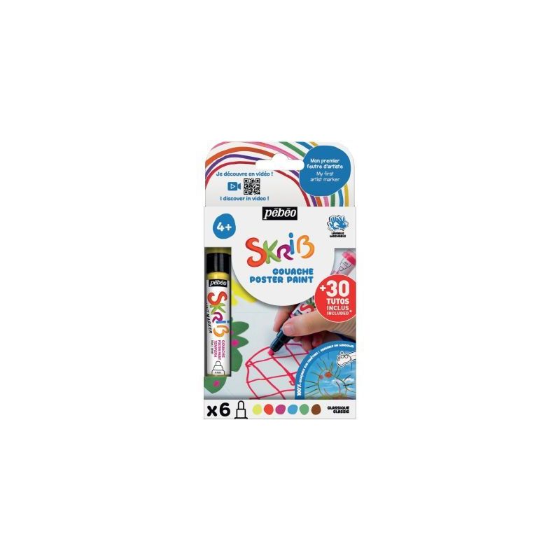 Achetez Set de 6 marqueurs gouache classique 604111 PEBEO pas cher sur Ma Rentrée Scolaire
