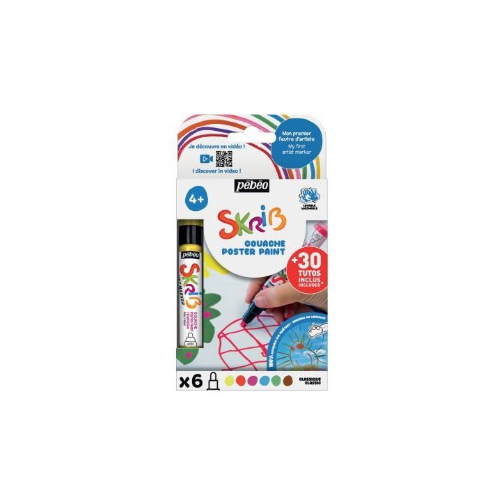 Set de 6 marqueurs gouache classique 604111 PEBEO