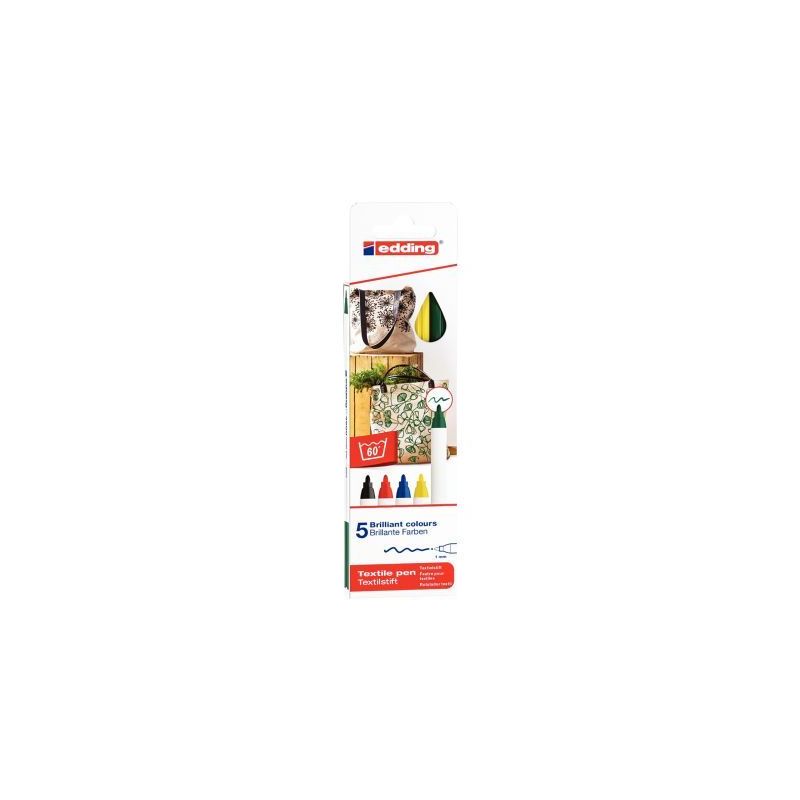 Achetez Boîte de 5 marqueurs textile E-4600 basic 4-4600-5 EDDING pas cher sur Ma Rentrée Scolaire