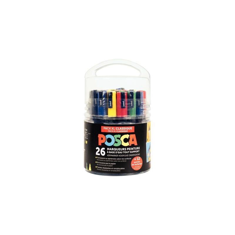 Achetez Seau de 26 marqueurs Posca dont 6 offerts PACK EDU POSCA/20+6 001 POSCA UNIBALL pas cher sur..