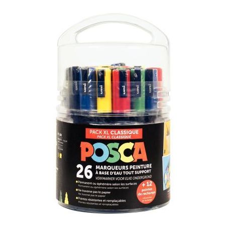 Achetez Seau de 26 marqueurs Posca dont 6 offerts PACK EDU POSCA/20+6 001 POSCA UNIBALL pas cher sur..