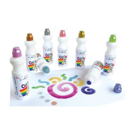 Achetez Boite de 8 marqueurs Chunkie 75ml  or, argent, cuivre, turquoise, rose, mauve, corail et jad..