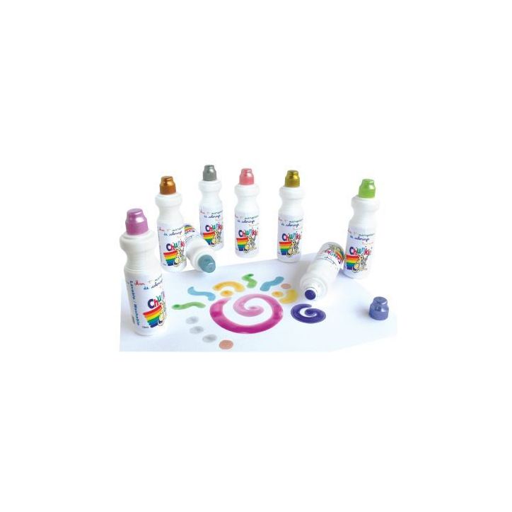 Boite de 8 marqueurs Chunkie 75ml  or, argent, cuivre, turquoise, rose, mauve, corail et jade CH41626 CHUNKIE