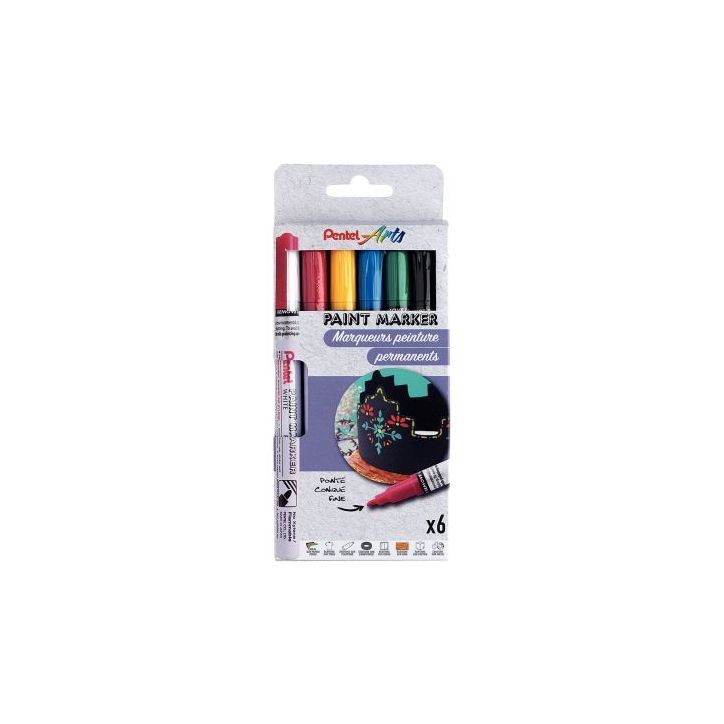Pochette de 6 marqueurs peinture basic assortis MSP10/6BASIC PENTEL
