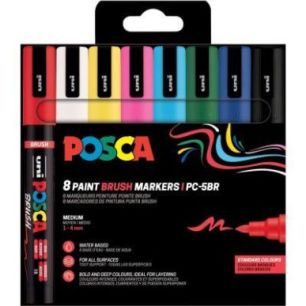 Achetez Pochette de 8 marqueurs Posca pointe moyenne brush assortis PC5BR/8 PF POSCA UNIBALL pas che..
