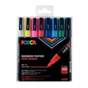 Achetez Pochette de 8 marqueurs pointe fine conique 1,5 mm couleurs assorties PC3M/8 POSCA UNIBALL p..