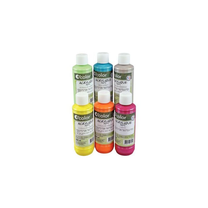 Achetez Lot de 6 flacons 250 ml de peinture acrylique O'COLOR, couleurs nacrées 1731 O'COLOR pas ch.. Achetez Lot de 6 flacons 250 ml de peinture acrylique O'COLOR, couleurs nacrées 1731 O'COLOR pas ch..