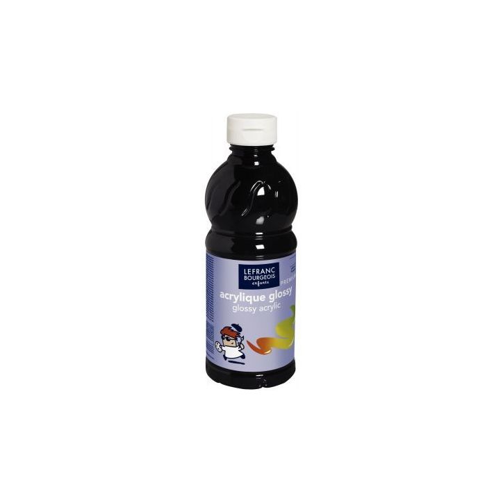 Flacon 500ml d'acrylique Glossy Lefranc Bourgeois, noir 188298 COLOR AND  LEFRANC & BOURGEOIS