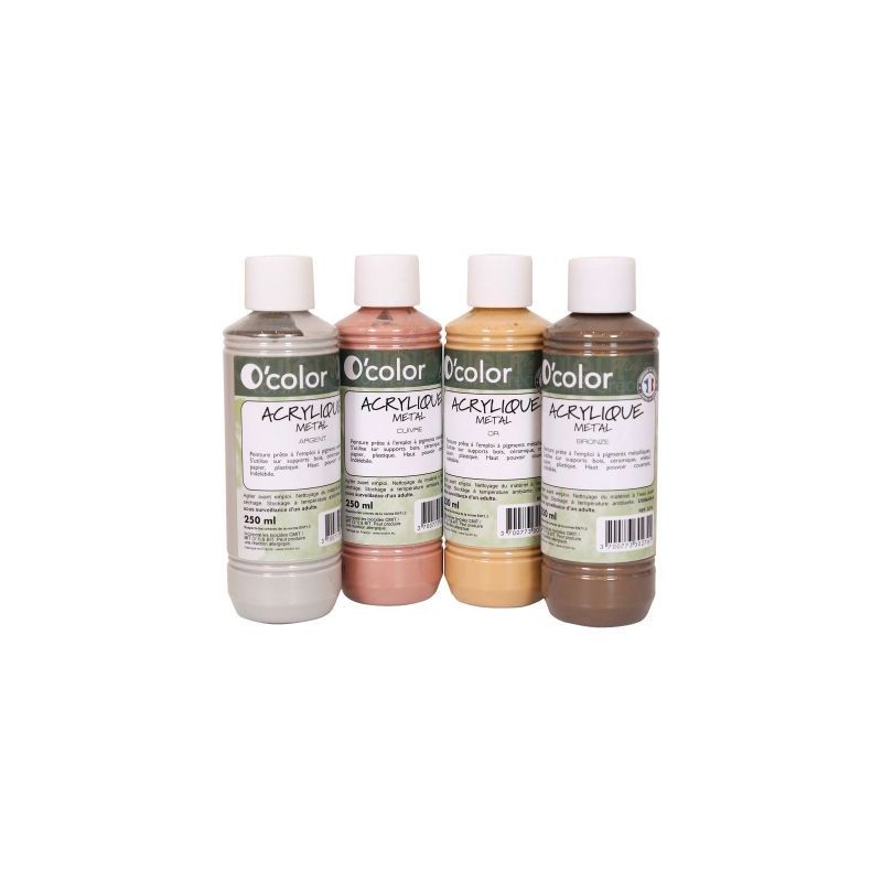 Achetez Lot de 4 flacons 250ml de peinture acrylique métal O'COLOR 0029 O'COLOR pas cher sur Ma Ren..