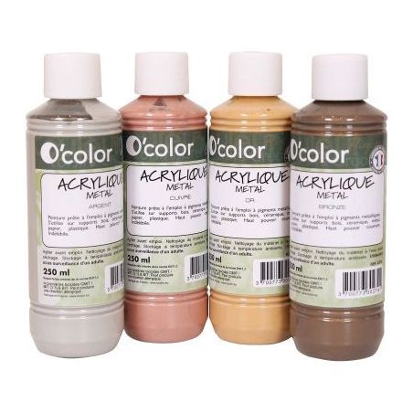 Achetez Lot de 4 flacons 250ml de peinture acrylique métal O'COLOR 0029 O'COLOR pas cher sur Ma Ren..