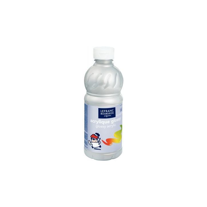 Flacon 500ml d'acrylique Glossy Lefranc Bourgeois, argent 188369 COLOR AND  LEFRANC & BOURGEOIS
