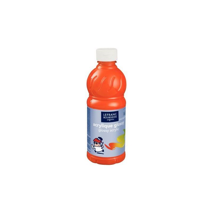 Flacon 500ml d'acrylique Glossy Lefranc Bourgeois, orange 188303 COLOR AND  LEFRANC & BOURGEOIS