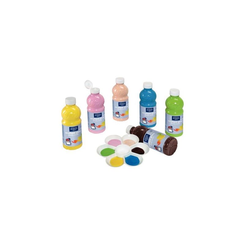 Achetez Carton de 6 flacons 500ml d'acrylique Glossy Lefranc Bourgeois, couleurs vitaminées assorti.. Achetez Carton de 6 flacons 500ml d'acrylique Glossy Lefranc Bourgeois, couleurs vitaminées assorti..