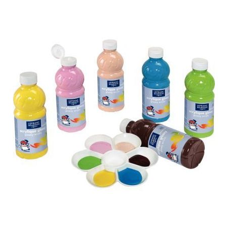 Achetez Carton de 6 flacons 500ml d'acrylique Glossy Lefranc Bourgeois, couleurs vitaminées assorti..