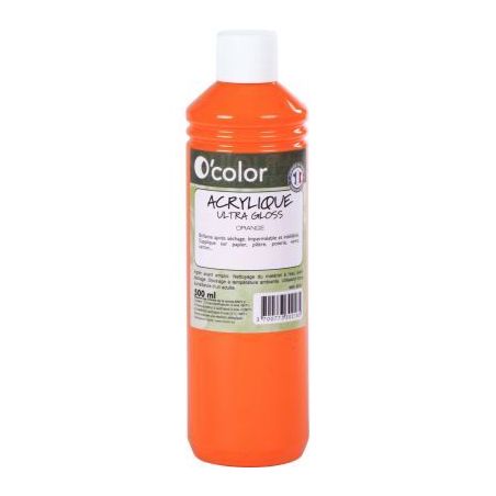 Achetez Flacon 500ml de peinture acrylique O'COLOR, orange 0218 O'COLOR pas cher sur Ma Rentrée Sco..