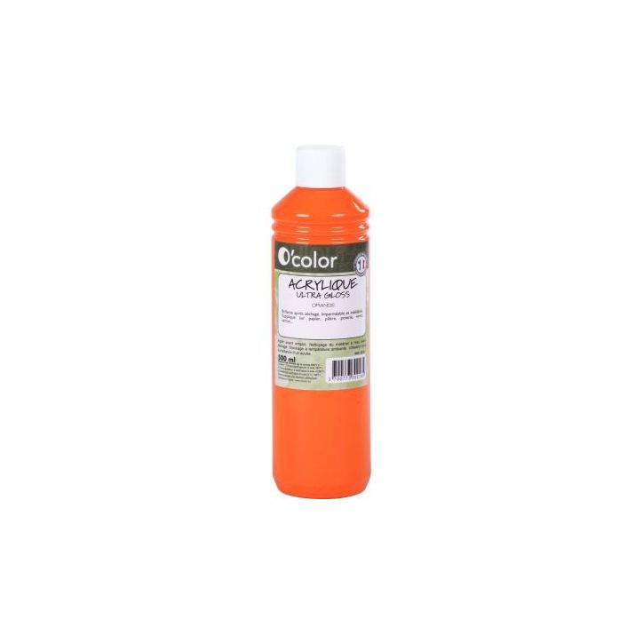 Flacon 500ml de peinture acrylique O'COLOR, orange 0218 O'COLOR