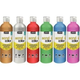 Achetez Carton de 6 flacons 500 ml de peinture ACRYLCOLOR couleurs métalliques et nacrées assortie..