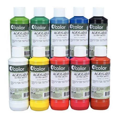 Achetez Lot de 10 flacons 250 ml de peinture acrylique O'COLOR, couleurs assorties 1582 O'COLOR pas ..
