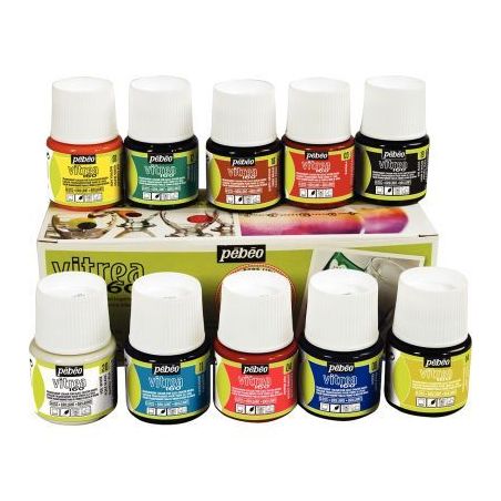 Achetez Boite de 10 flacons 45ml de peinture VITREA 160 111100 PEBEO pas cher sur Ma Rentrée Scolai..