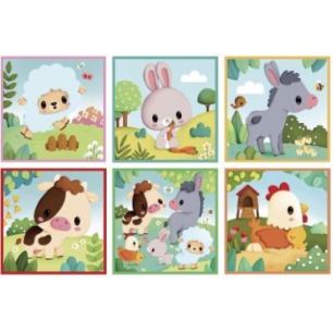 Achetez Boite de 9 cubes puzzles en carton, animaux de la ferme J03329 JANOD pas cher sur Ma Rentré..