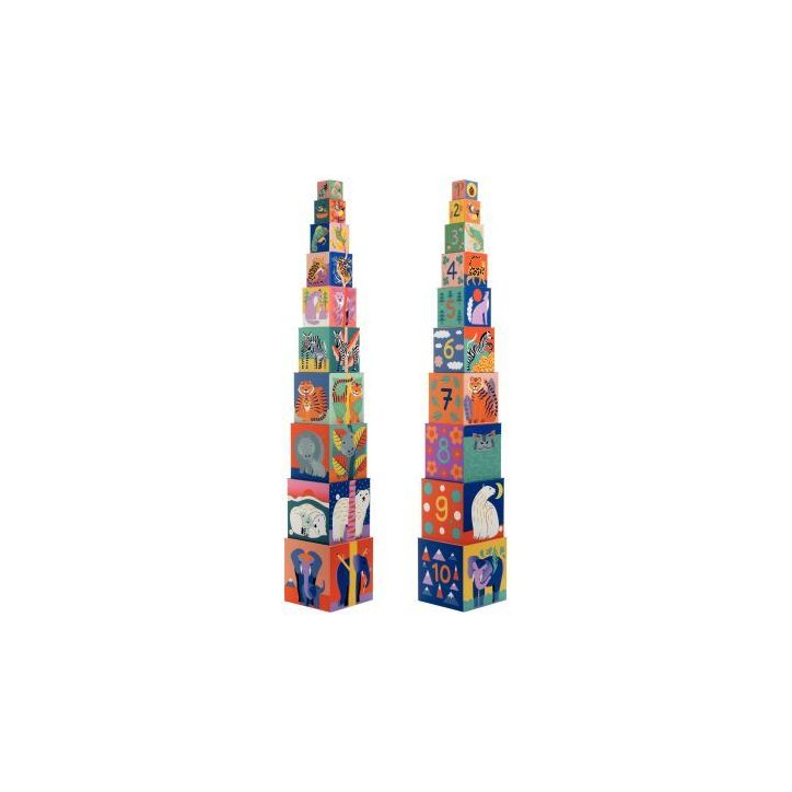 Pyramide 10 cubes animaux sauvages DJ08511 DJECO