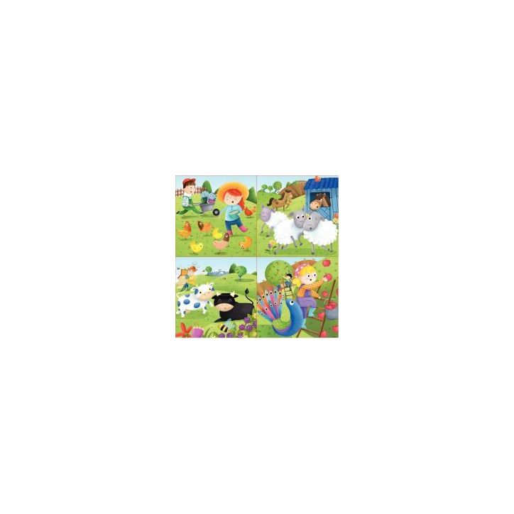 Boite de 4 puzzles progressifs, les animaux de la ferme 17145