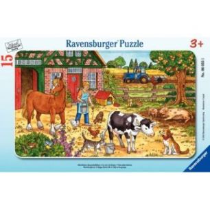 Achetez Puzzle à cadre 15 pièces, la vie à la ferme 4005556060351 RAVENSBURGER pas cher sur M..