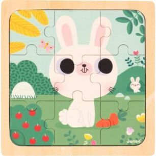 Achetez Boite de 3 puzzles à cadre en bois 9 pièces, joyeux animaux J07113 JANOD pas cher sur Ma R..