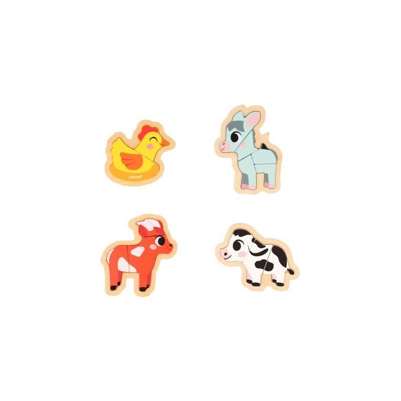 Achetez Boite de 4 puzzles contour évolutifs, les animaux de la ferme J07114 JANOD pas cher sur Ma ..