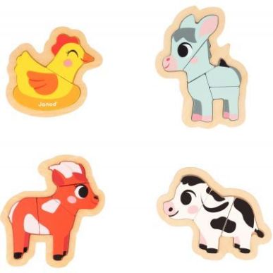 Achetez Boite de 4 puzzles contour évolutifs, les animaux de la ferme J07114 JANOD pas cher sur Ma ..