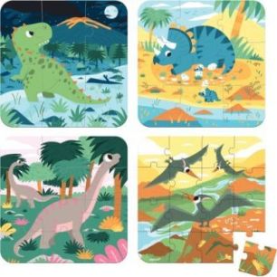 Achetez Boite de 4 puzzles progressifs, les dinosaures J02541 JANOD pas cher sur Ma Rentrée Scolair..
