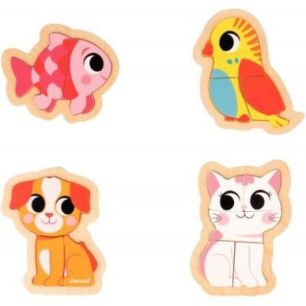 Achetez Boite de 4 puzzles contour évolutifs, les animaux domestiques J07115 JANOD pas cher sur Ma ..