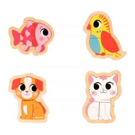 Achetez Boite de 4 puzzles contour évolutifs, les animaux domestiques J07115 JANOD pas cher sur Ma ..