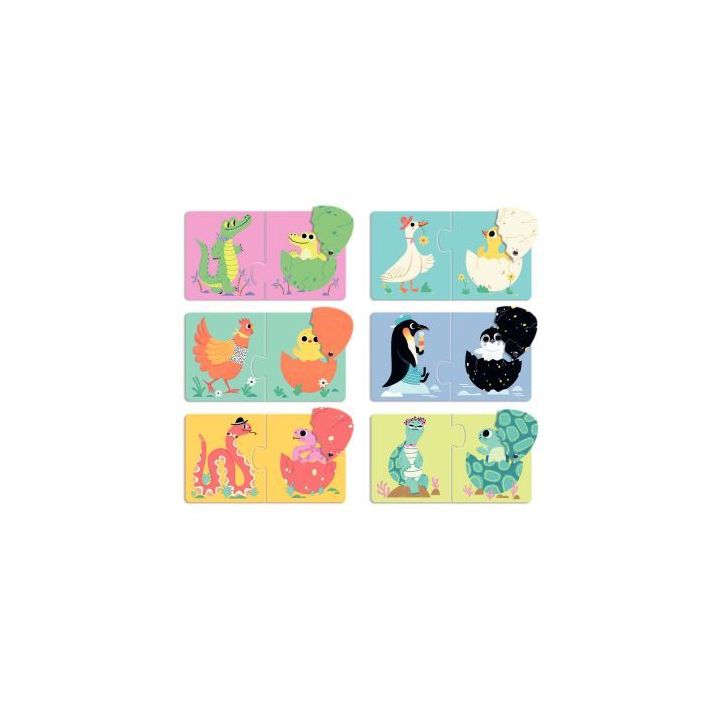 Boite de 6 puzzles duo, les oeufs rigolos DJ08193 DJECO