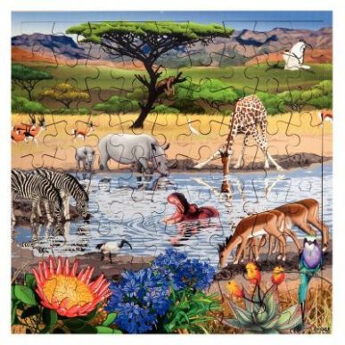 Achetez Puzzle de 81 pièces en bois, la savane africaine 2203502 pas cher sur Ma Rentrée Scolaire
