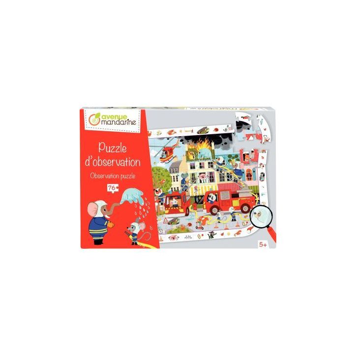 Puzzle d'observation 76 pièces, les pompiers PU022C AVENUE MAN CLAIREFONTAINE
