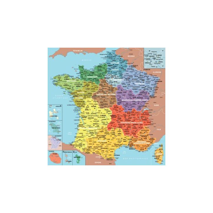 Puzzle en bois d'environ 100 pièces, la carte des départements de France K80-100 PUZZLE MIC
