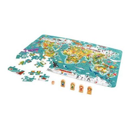Achetez Puzzle 100 pièces + jeu, le tour du monde E1626 HAPE pas cher sur Ma Rentrée Scolaire