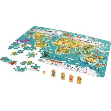 Achetez Puzzle 100 pièces + jeu, le tour du monde E1626 HAPE pas cher sur Ma Rentrée Scolaire