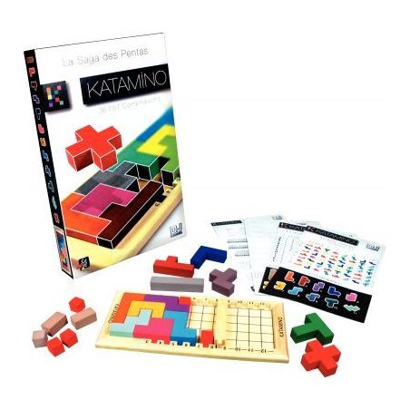 Achetez La boîte "KATAMINO" contient 20 pièces en bois, un plateau de jeu, une planche d?exemples,..