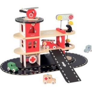 Caserne des pompiers en bois J04639 JANOD