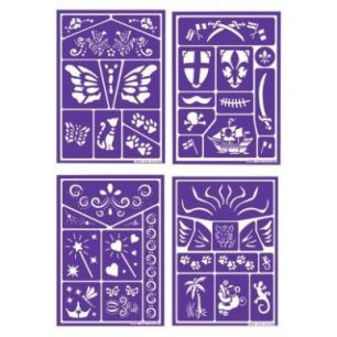 Achetez Lot de 4 planches de pochoirs de maquillage assorties GT41689 pas cher sur Ma Rentrée Scola..