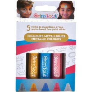 Achetez Lot de 5 sticks de maquillage couleurs métalliques GT42467 GRIM'TOUT pas cher sur Ma Rentrî.