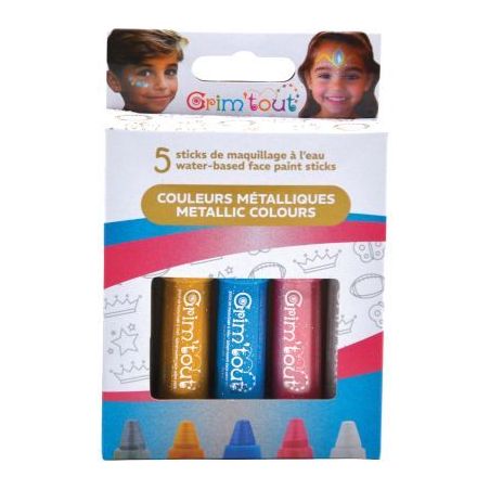 Achetez Lot de 5 sticks de maquillage couleurs métalliques GT42467 GRIM'TOUT pas cher sur Ma Rentrî.