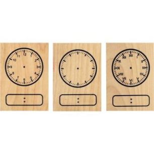 Achetez Lot de 3 tampons horloge en bois L740210 pas cher sur Ma Rentrée Scolaire
