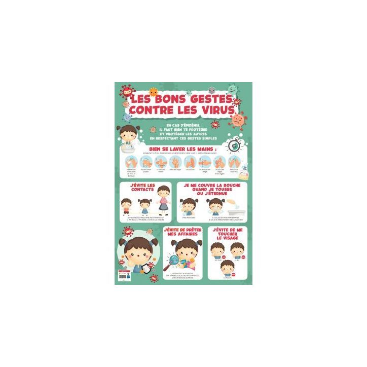 Poster en PVC 76x52 cm les gestes barrières PAPPOSTGESTBARRIER