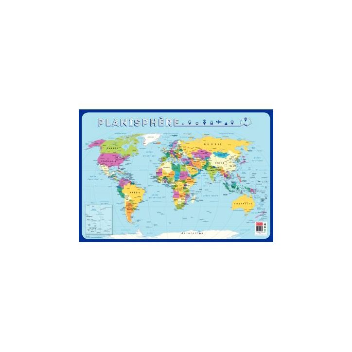 Poster Pédagogique en PVC 76x52cm - Thème La Carte du Monde PAPPOSTPLANISPHERE