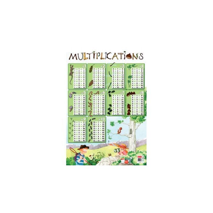 Poster Pédagogique en PVC 76x52cm - Thème Les Tables de Multiplication PAPPOSTMULTI