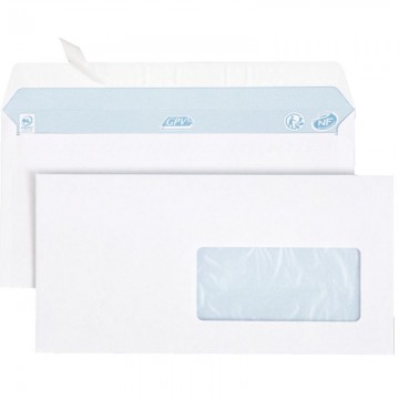 Boîte de 500 enveloppes blanches DL 110x220 80g/m² fenêtre 45x100 bande de protection 1311 GPV