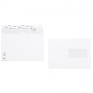 Boîte de 500 enveloppes vélin blanches C5 162x229 90g/m² fenêtre 45x100 bande de protection 21161 LA COURO
